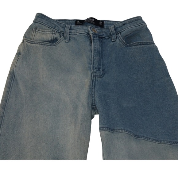 Hollister Ultra High Rise Dad Jean Size 24/31 Colorblock Straight Leg 0R - Picture 2 of 6